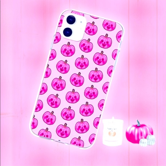 NEW Iphone 12 & 12 Pro PINK PumpKins Case♡! (Various Sizes) - Picture 1 of 2